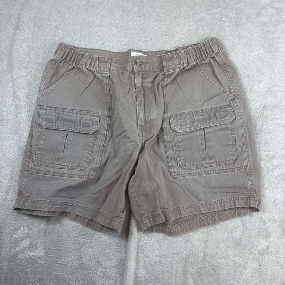 Croft & Barrow Shorts Mens 38 Cargo Utility Elastic Waist Khaki Brown